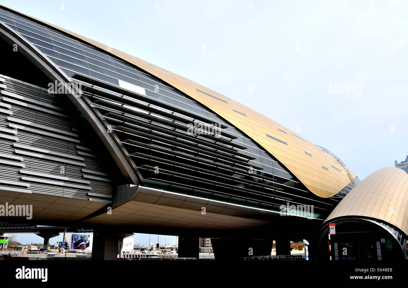 Metro railway station Dubai UAE Stock Photo
