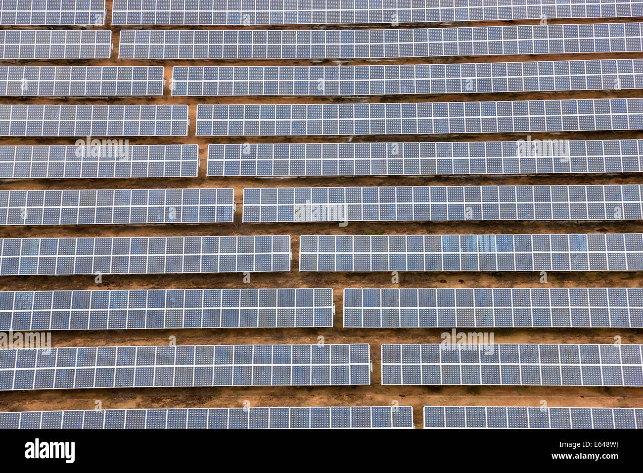 Aerial view  of solar panels Huelva Province, Spain Stock Photo