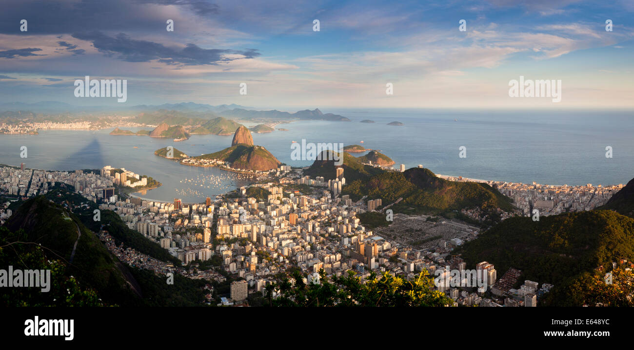 View over Sugarloaf mountain in Guanabara Bay, Rio de Janeiro Stock Photo