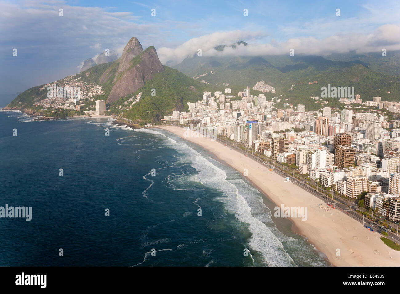 Panema Beach, Ipanema, Dois Irmaos mountain in background, Rio de Janeiro, Brazil Stock Photo