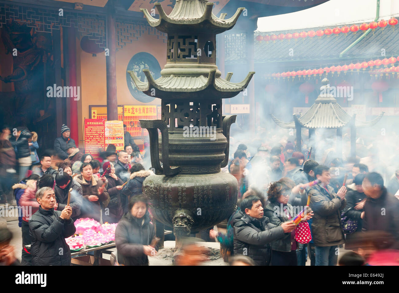 Burning incense, Jade Buddha Temple, Shanghai, China Stock Photo Alamy