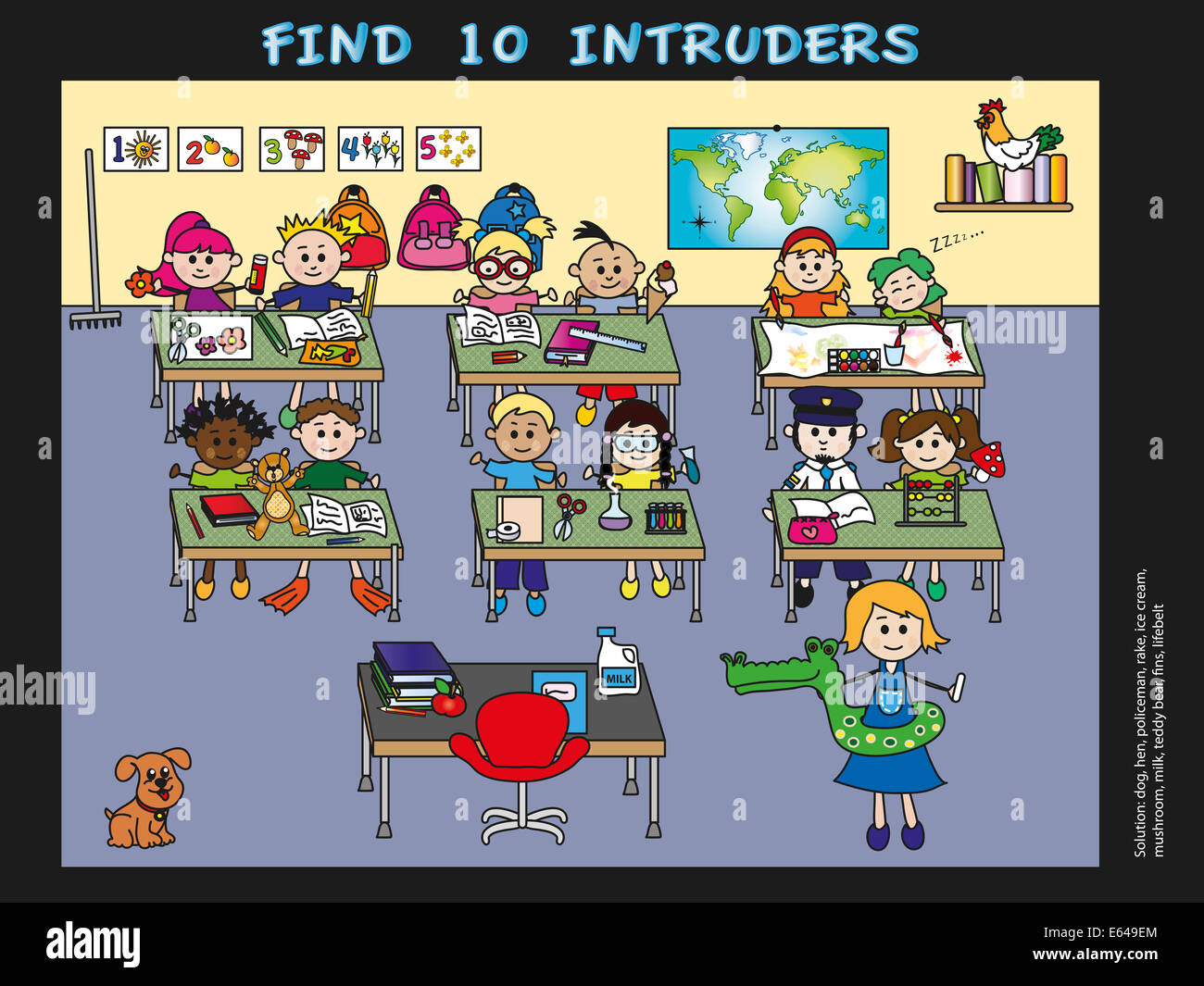 game for children: find 10 intruders Stock Photo