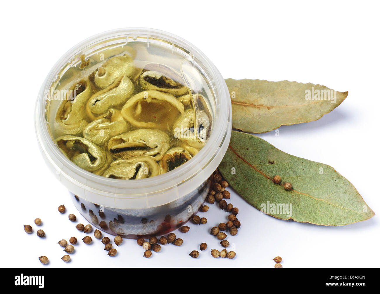 Marinated salted fish with olive oil Stock Photo Alamy
