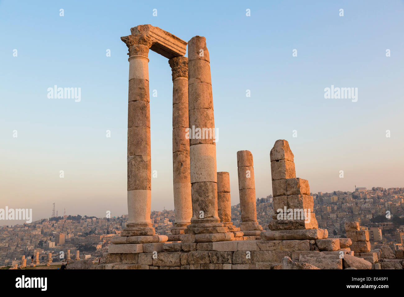 Remains of the Temple of Hercules on the Citadel, Amman, Jordan Stock Photo