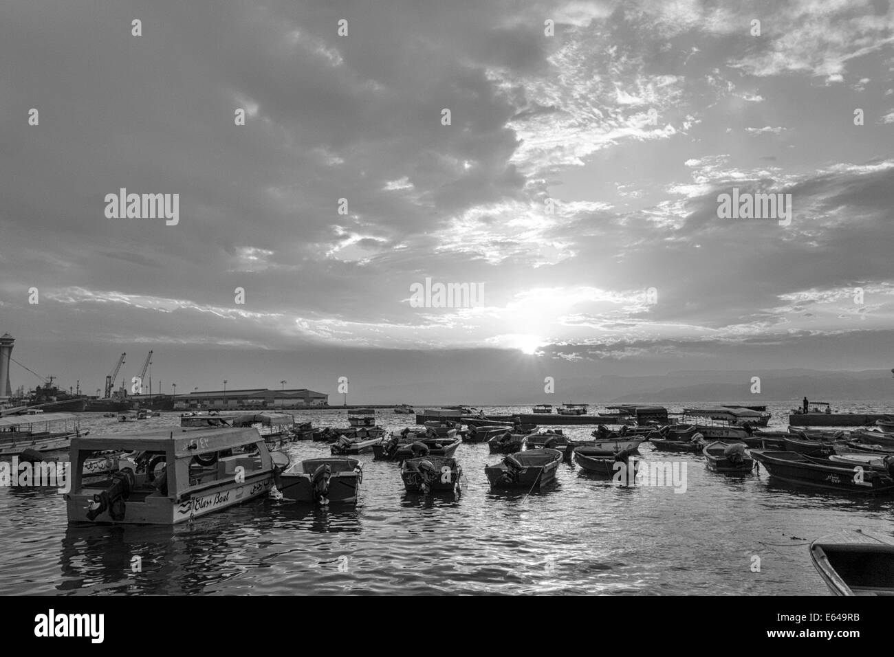 Harbour at sunset, Aqaba, Jordan Stock Photo