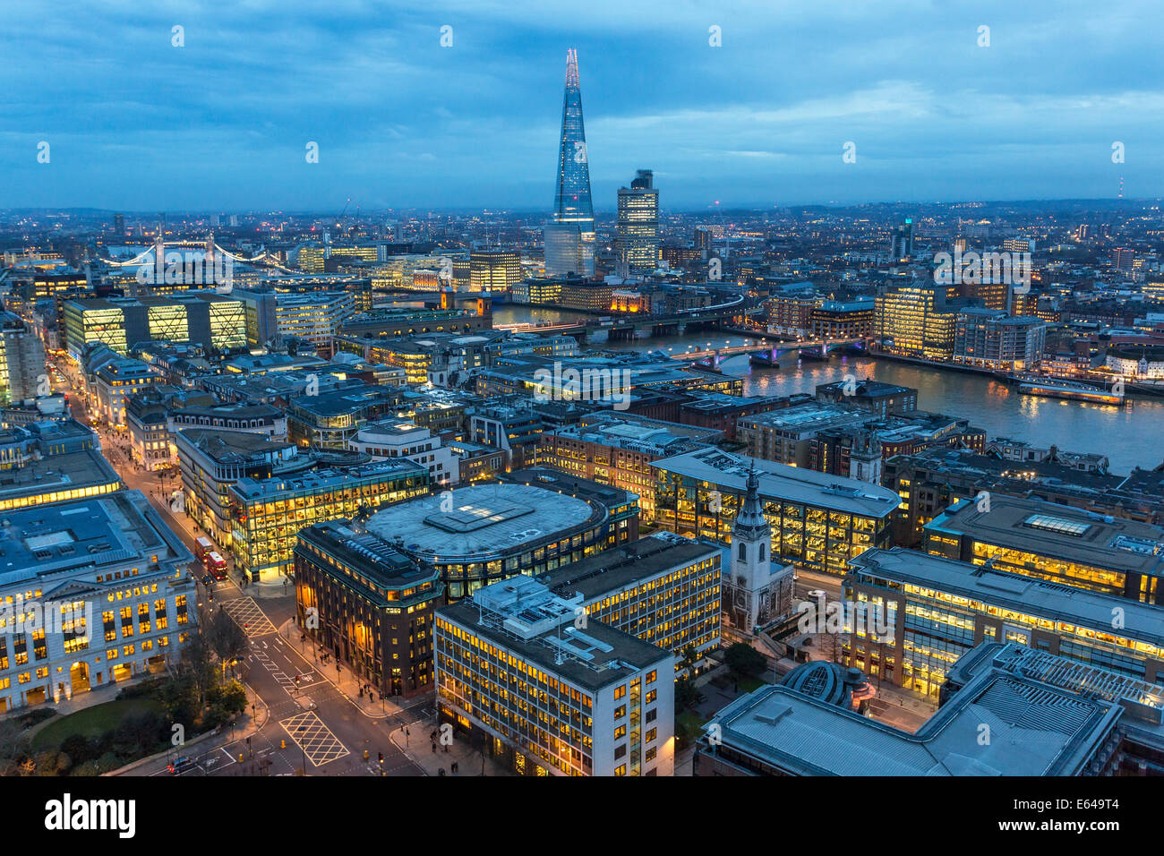View over River Thames. The Shard, Tower Bridge, City of London, London, UK Stock Photo