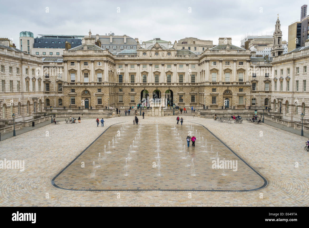 Fountains in the courtyard of Somerset House, London, UK Stock Photo