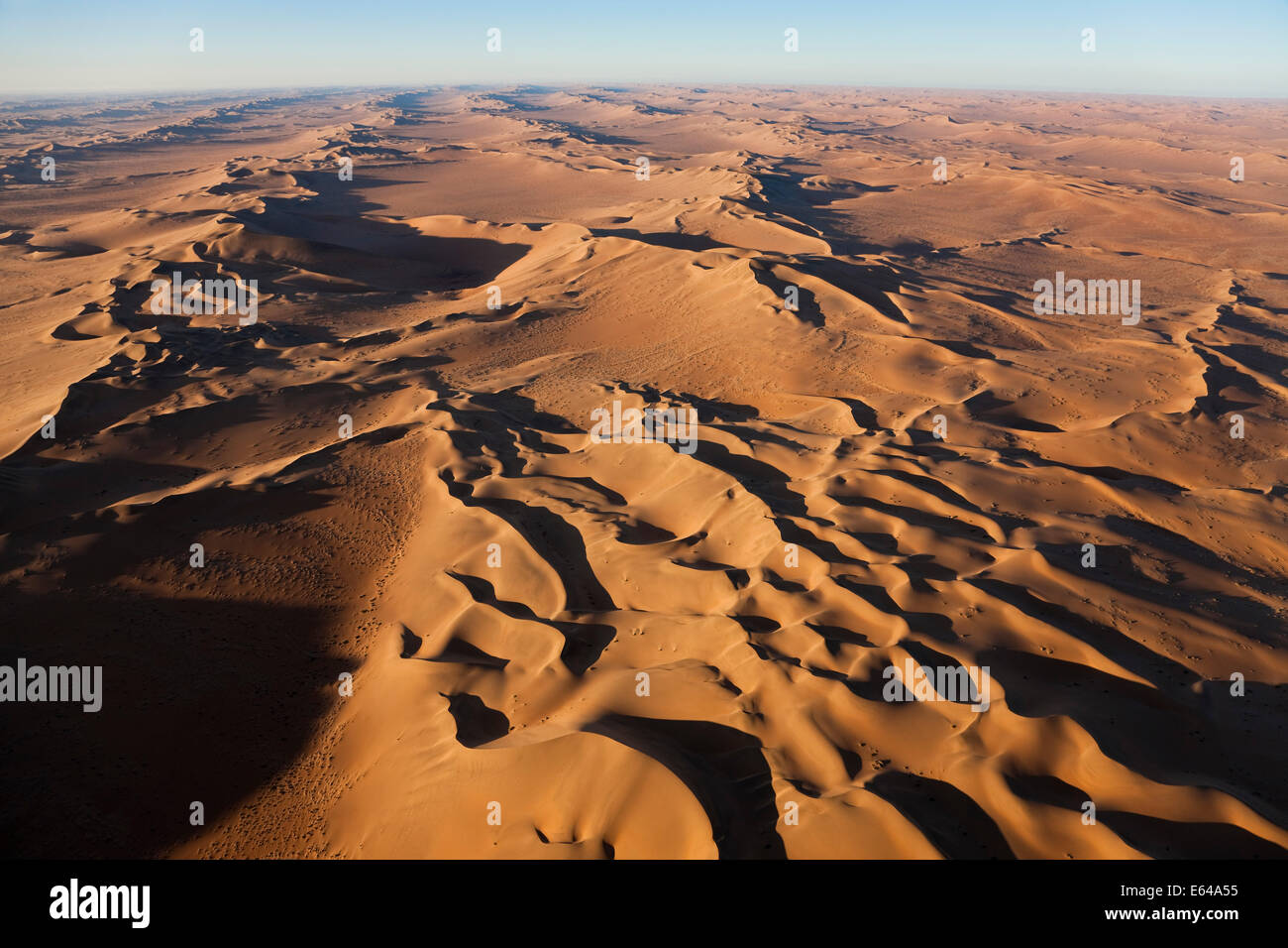 Aerial view over sand dunes, Namib Desert, Namibia Stock Photo