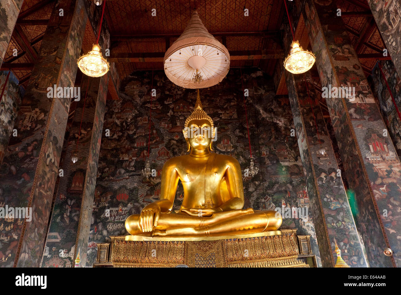 Gallery of Buddhas at Wat Suthat or Wat Suthat Thepwararam, Bangkok, Thailand Stock Photo