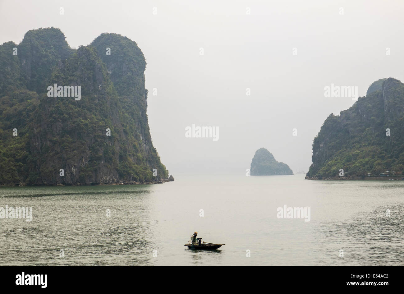 View over misty Ha Long Bay, north Vietnam Stock Photo