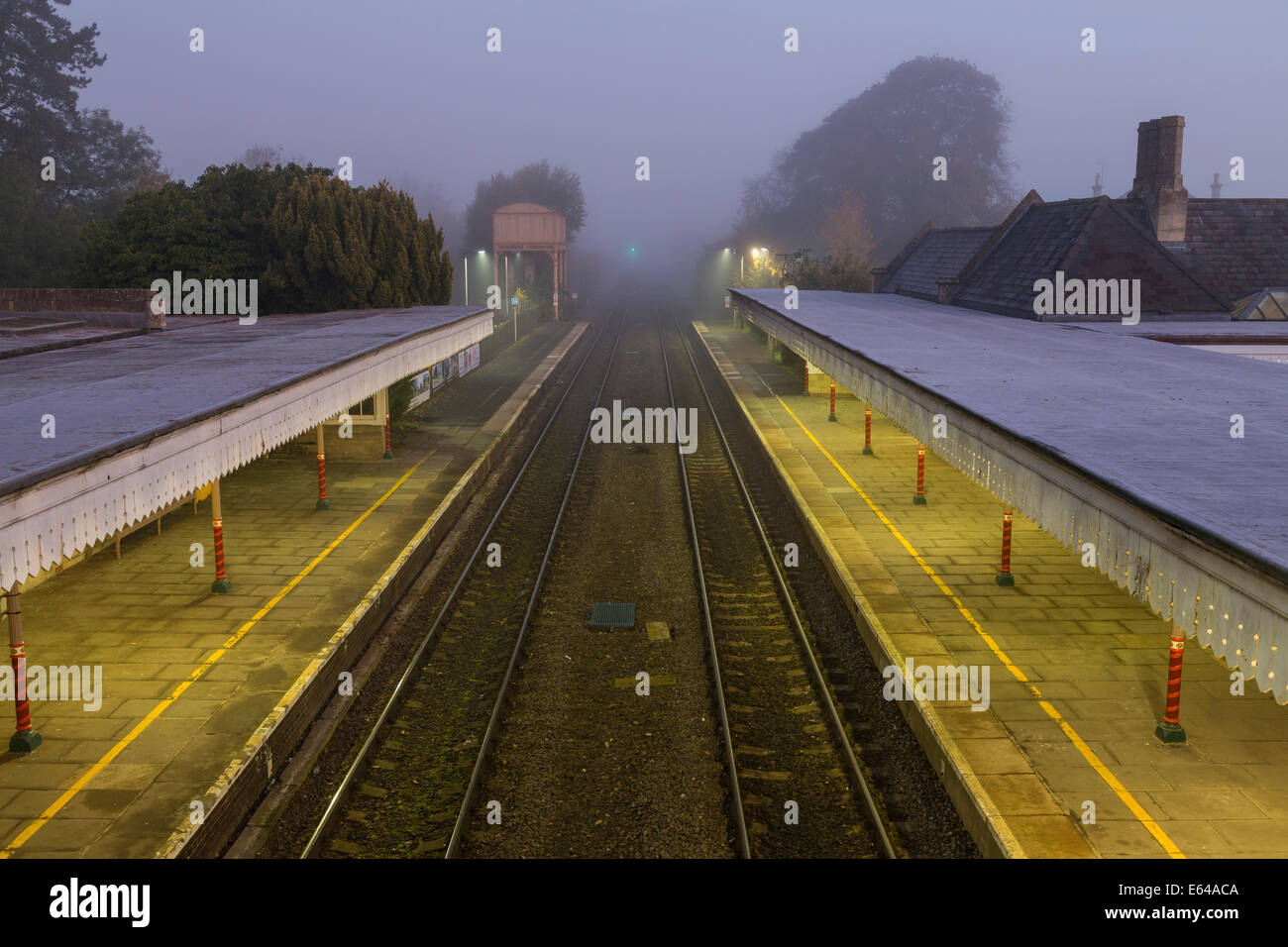 Kemble Railway Station, dawn, Gloucestershire, UK Stock Photo