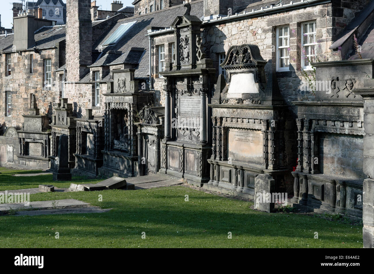 Graves in Greyfriar's Kirk, Edinburgh Old Town, Scotland Stock Photo