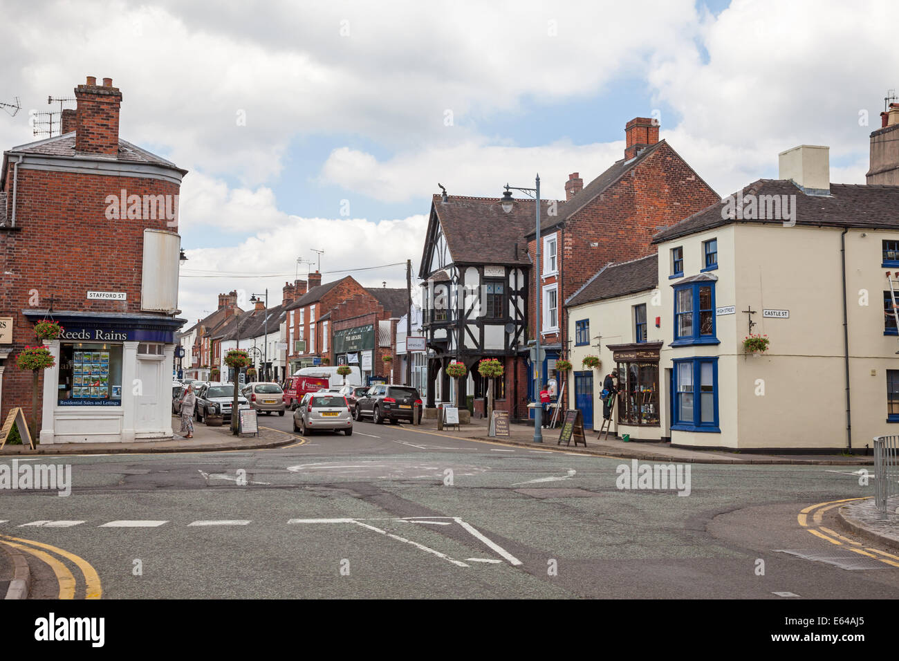 The road junction of High Street, Stafford Street and Castle Street in
