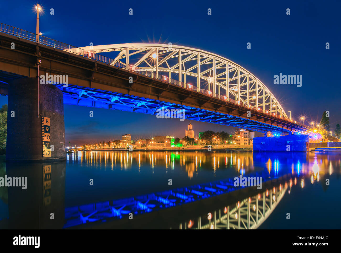 John Frost Bridge (John Frostbrug in Dutch) is the road bridge over the Lower Rhine at Arnhem, in the Netherlands. Stock Photo