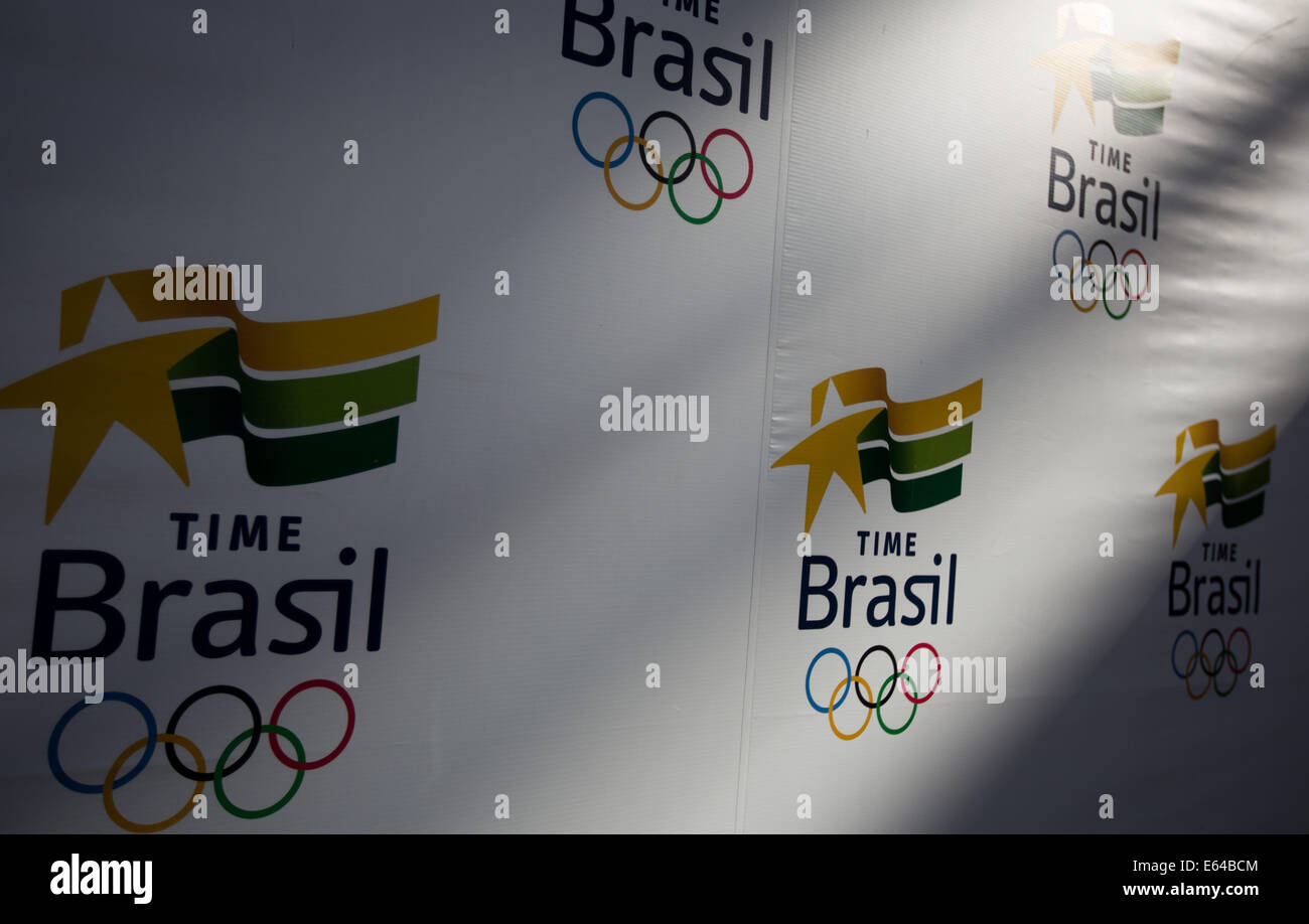 Rio de Janeiro, Brazil. 6th Aug, 2014. The logo 'Time Brazil ...