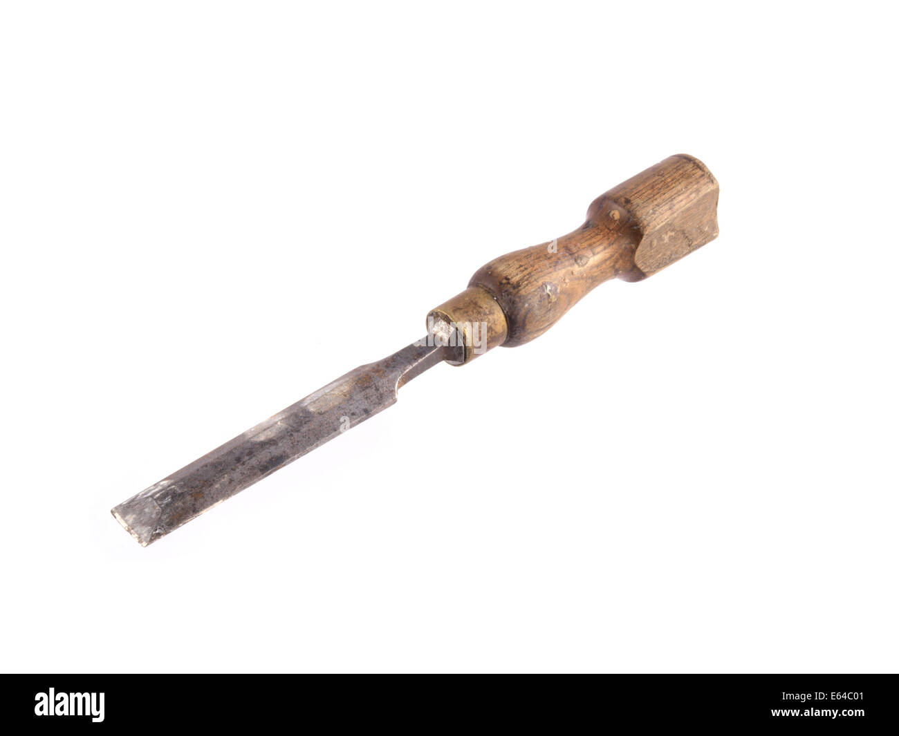 Close up photo of a chisel on a white background. Stock Photo