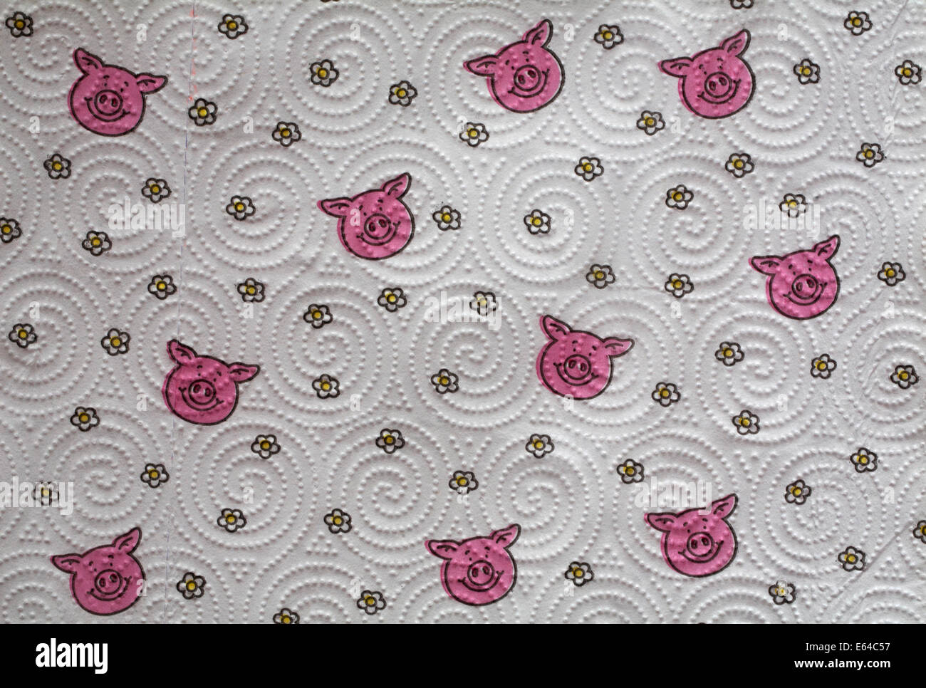 close up detail of Marks & Spencer percy pig ultra household towels 3-ply Stock Photo