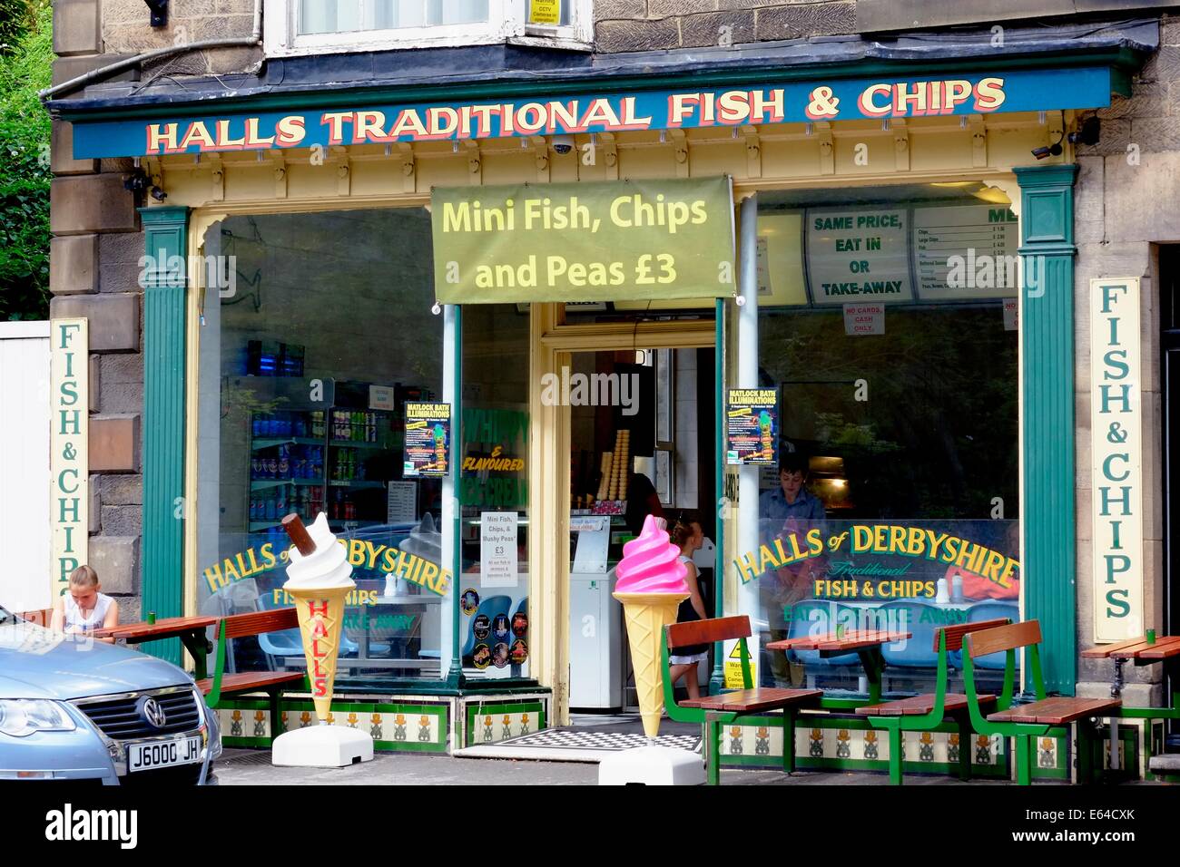 Matlock Bath Halls traditional fish and chips shop Derbyshire peak district England uk Stock Photo