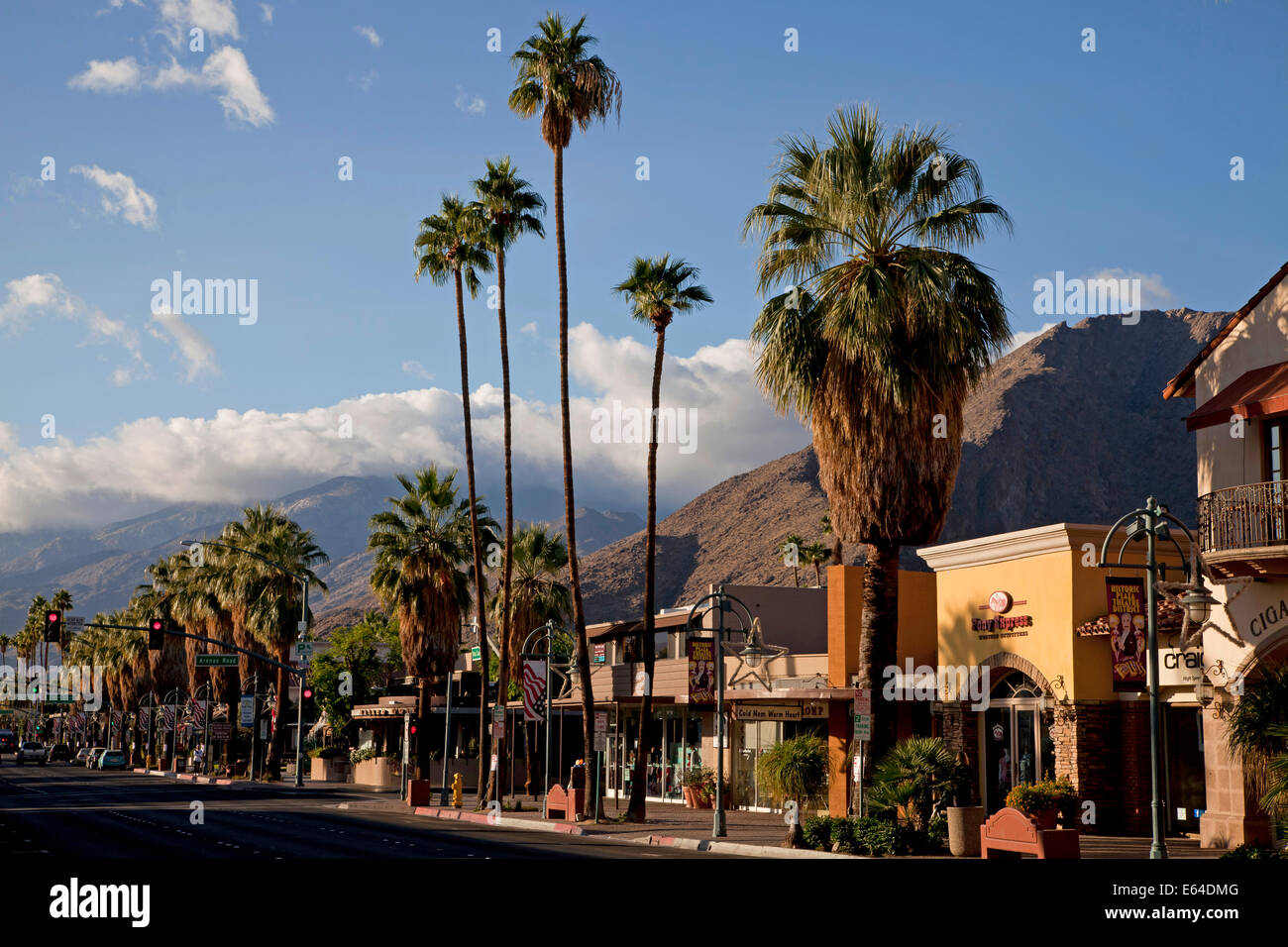 downtown Palm Springs on  Palm Canyon Drive, Palm Springs, California, United States of America, USA Stock Photo