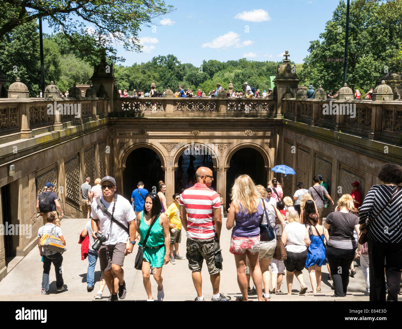 Tourists bethesda terrace central park hi-res stock photography