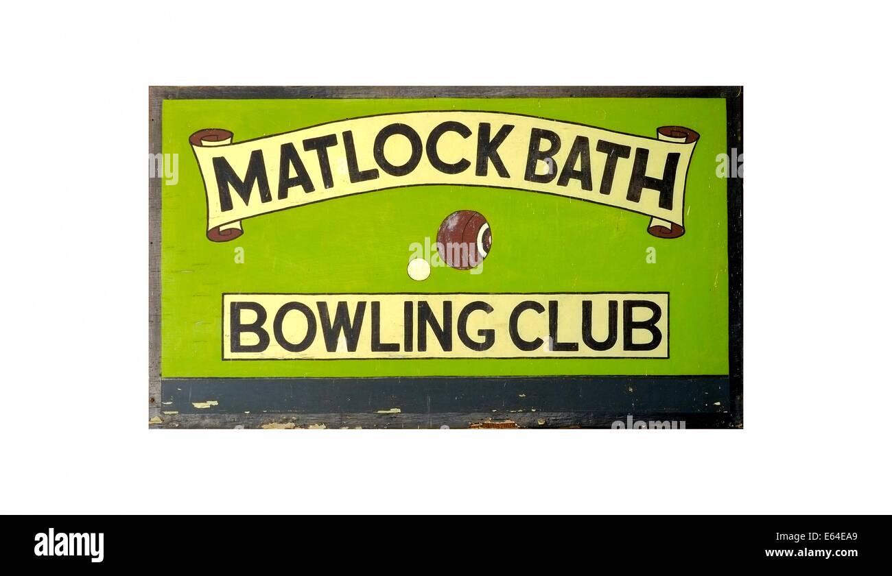 Matlock bath bowling club painted sign Stock Photo