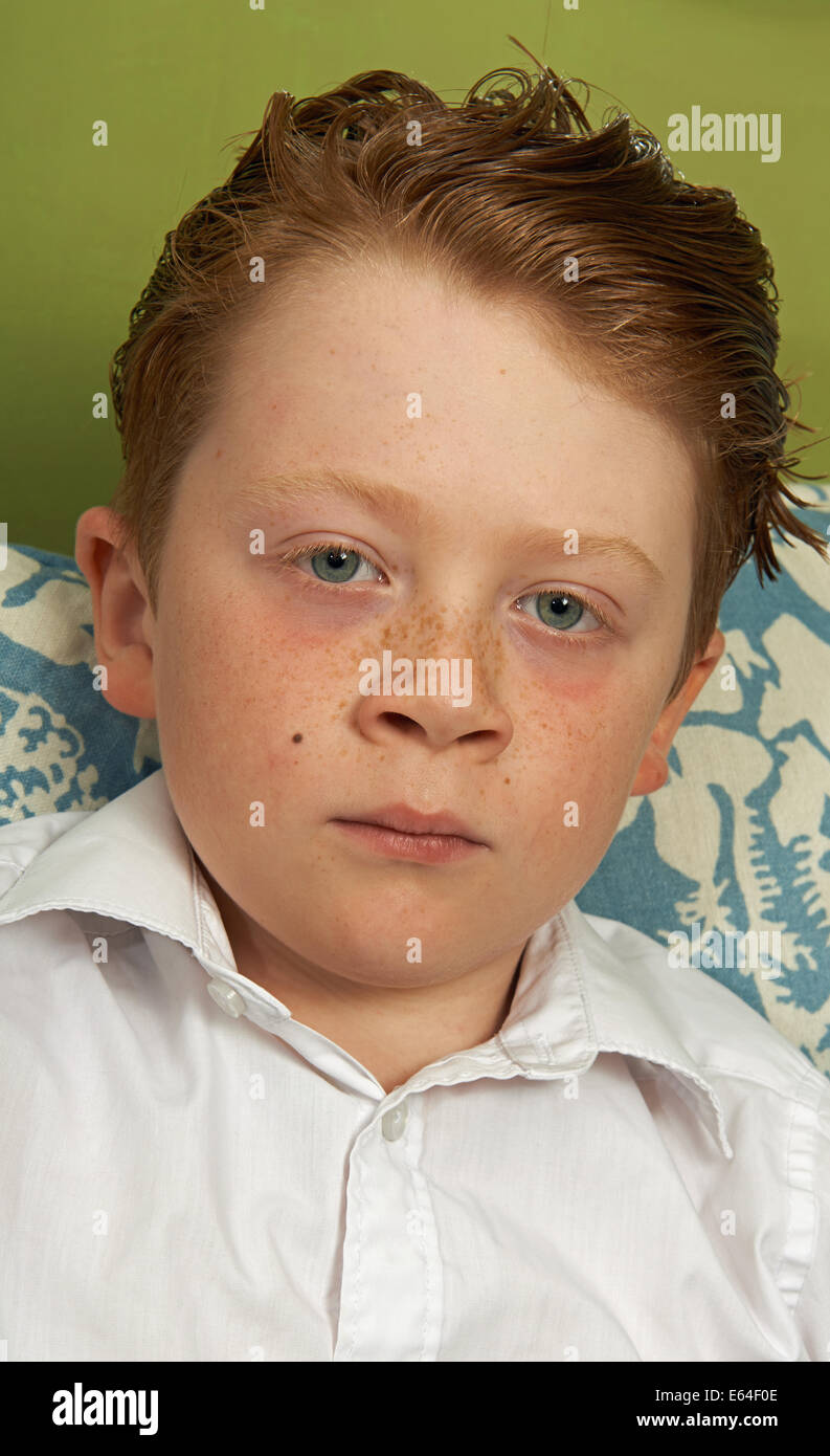 Young English boy with ginger hair Stock Photo