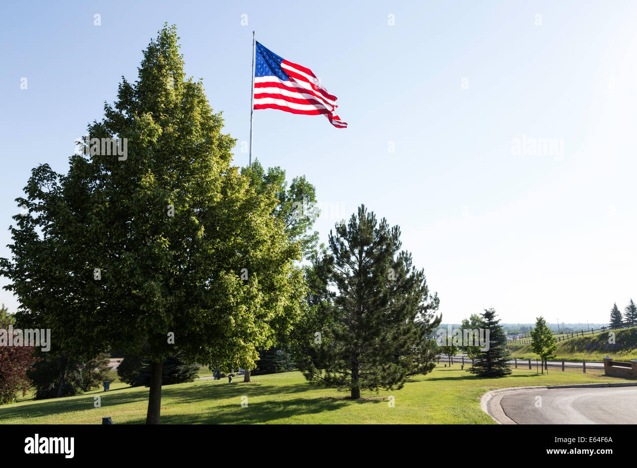 U.S. Flag Waves in the Wind, USA Stock Photo