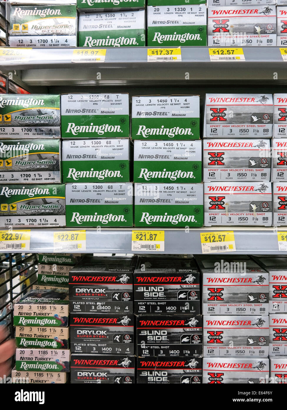 Remington 12 Gauge Shotgun Shell Boxes, Walmart Discount Department Store,  USA Stock Photo - Alamy