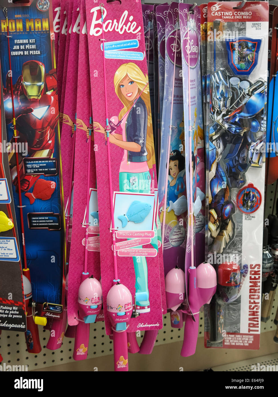 Little Girls Barbie Pink Rob and Reel Fishing Set, Walmart Discount  Department Store, USA Stock Photo - Alamy
