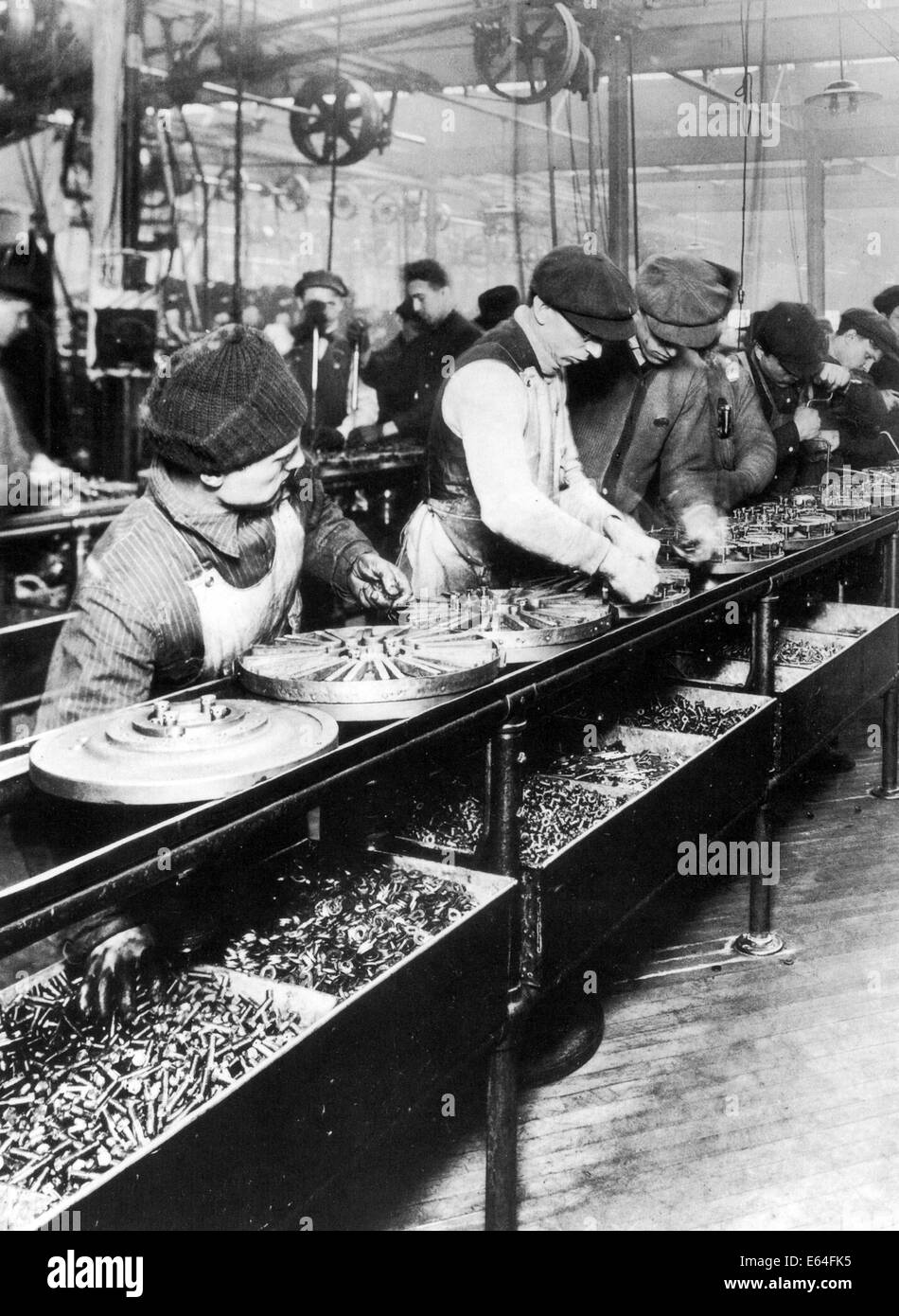 FORD car assembly line in the Highland Park Plant in Michegan about 1912 Stock Photo