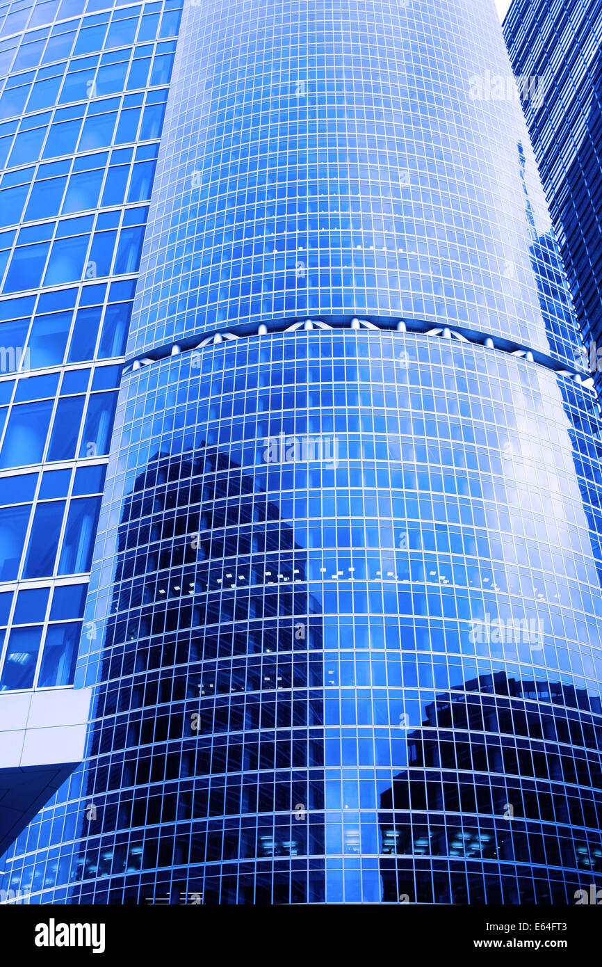 Walls of modern skyscrapers toned in blue color Stock Photo - Alamy