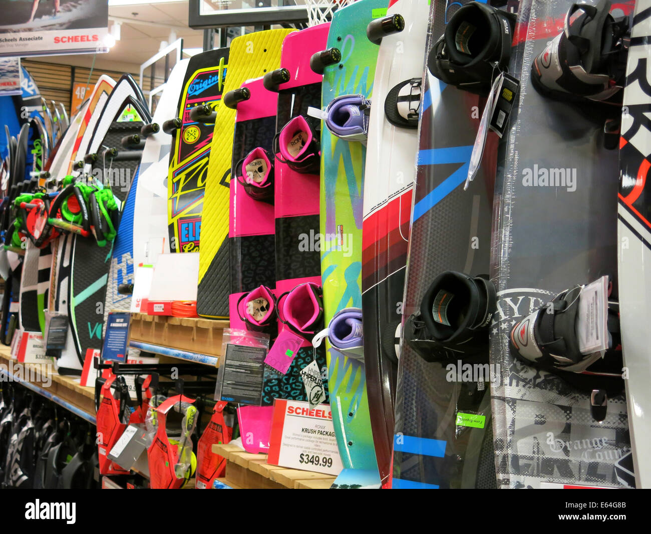 Snowboards, Scheels Sporting Goods Store, Great Falls, Montana, USA