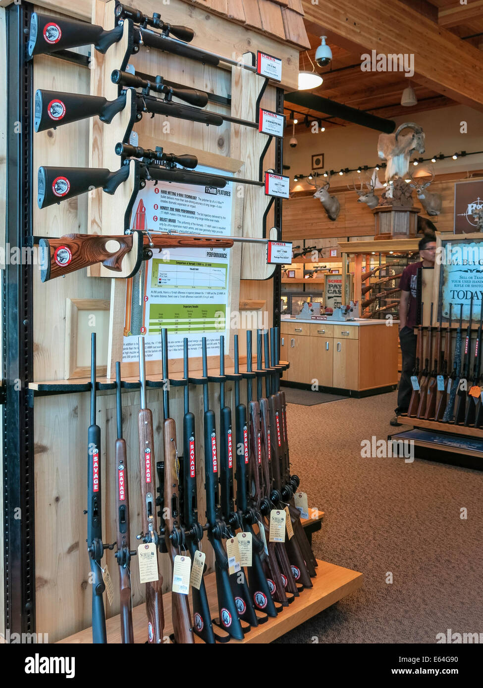 Hunting Rifles, Scheels Sporting Goods Store, Great Falls, Montana, USA Stock Photo