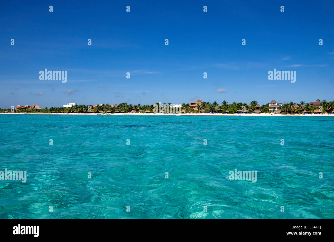 Turquoise sea Soliman Bay near Tulum Yucatan Mexico Stock Photo