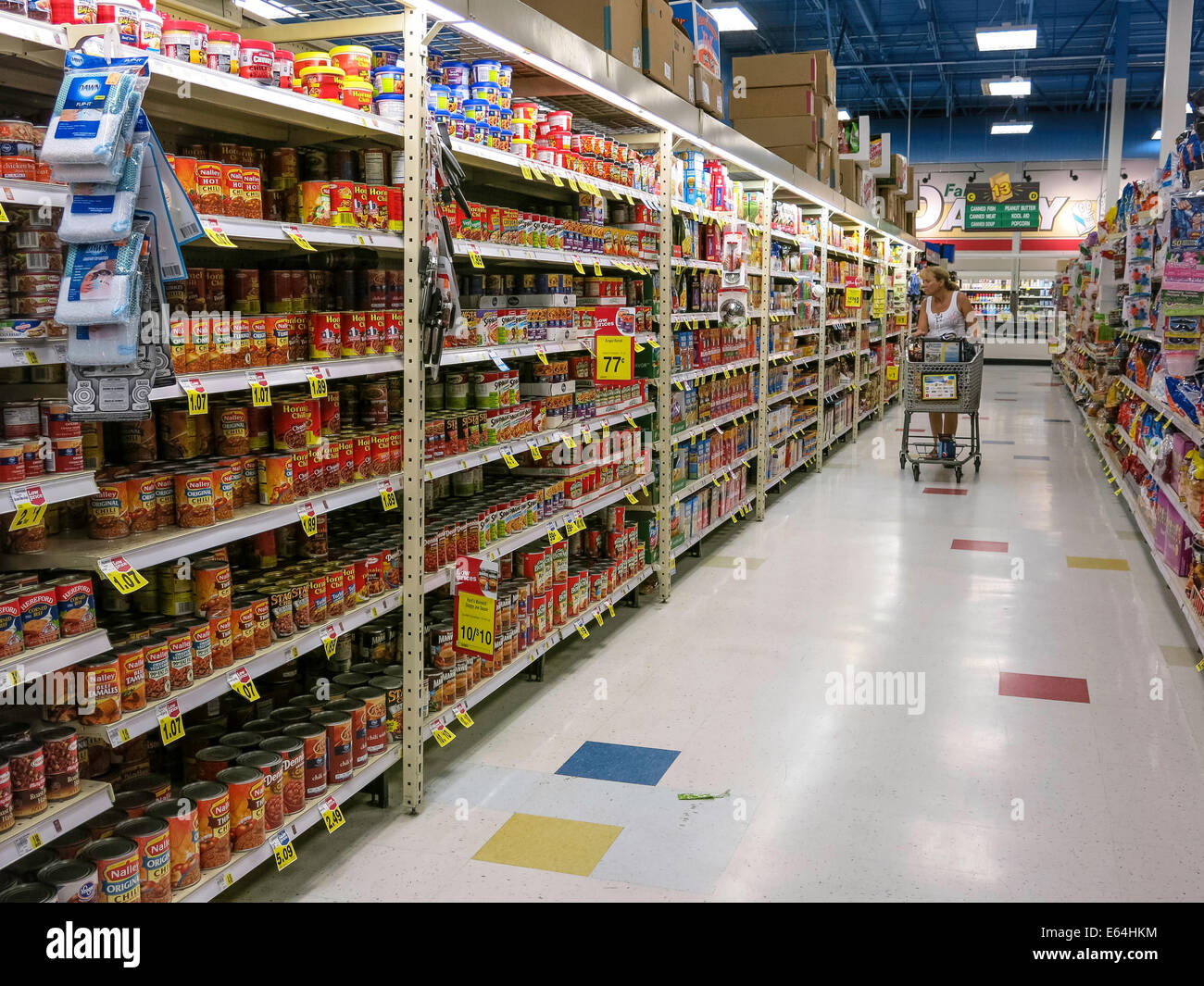 Shopper and Cart in Aisle, Smith's Grocery Store, Great Falls, Montana