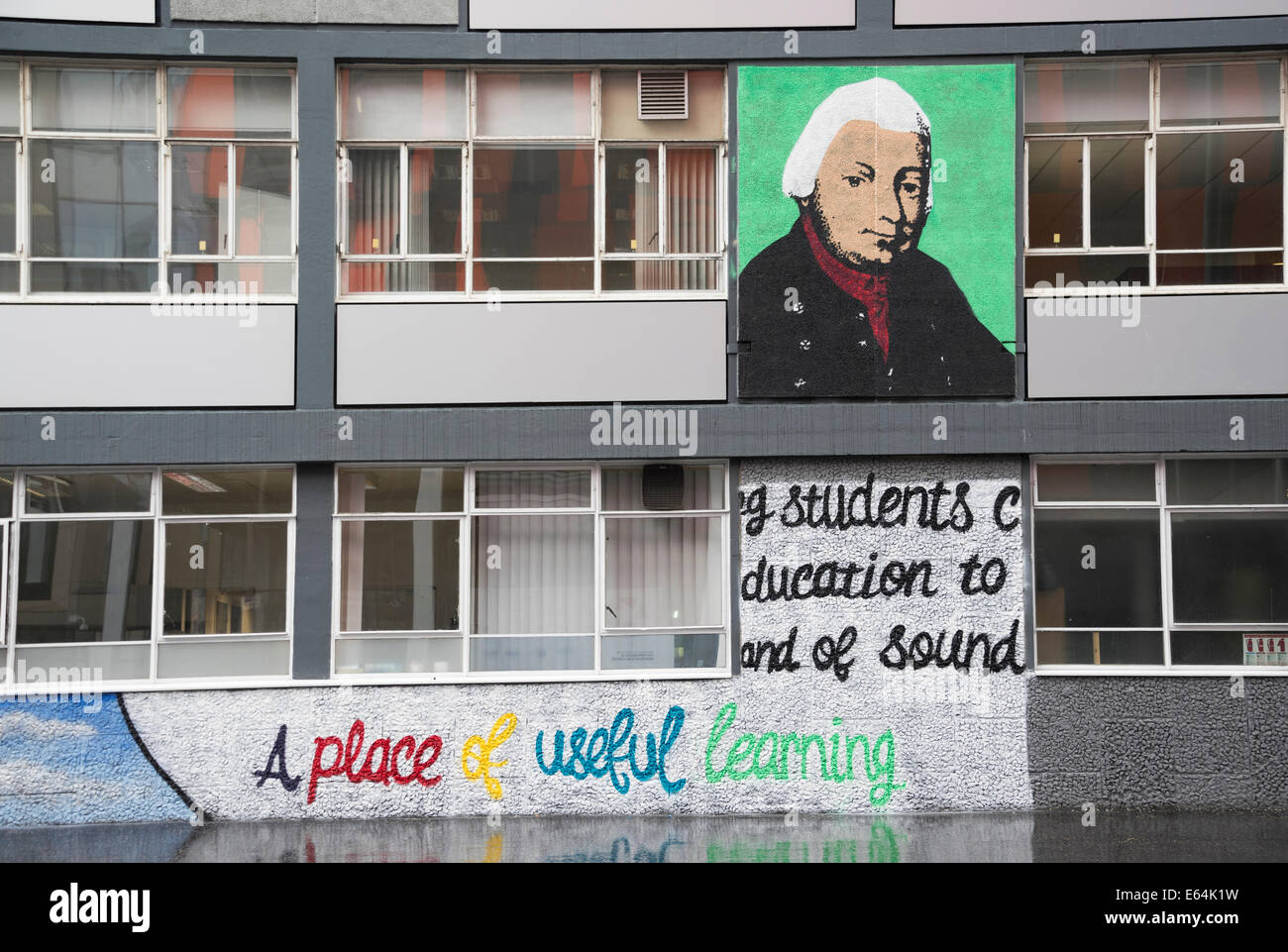 Mural on front wall of the Graham Hills building, University of