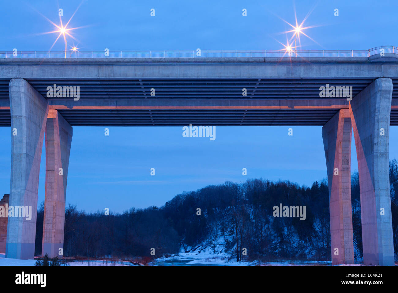 A viaduct (bridge) that on Dundas Street that spans 16 Mile Creek and the Lions Valley in Oakville, Ontario, Canada. Stock Photo