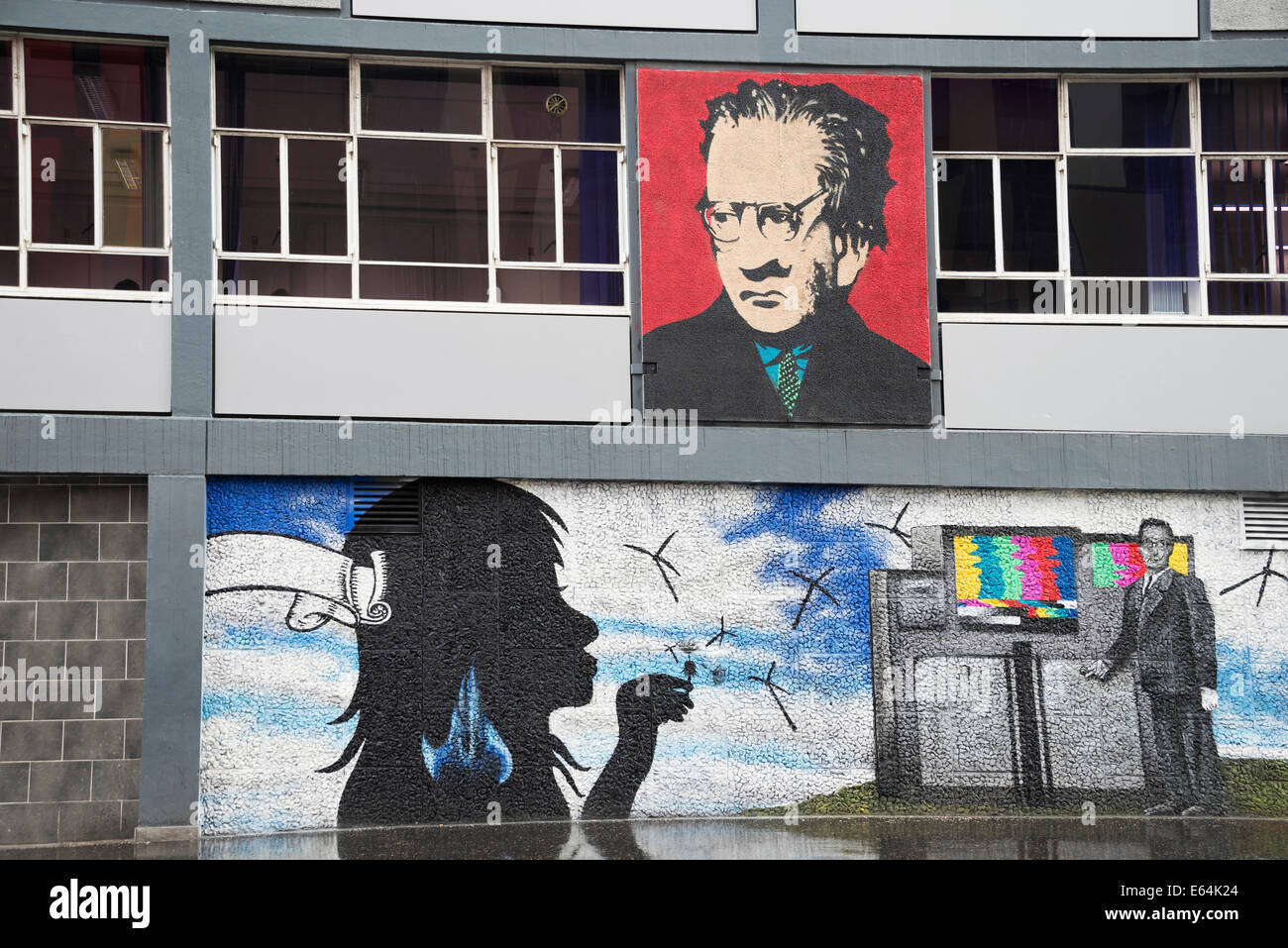 Mural on front wall of the Graham Hills building, University of