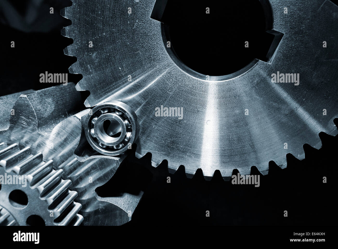pure titanium cogwheels, aerospace engineering Stock Photo