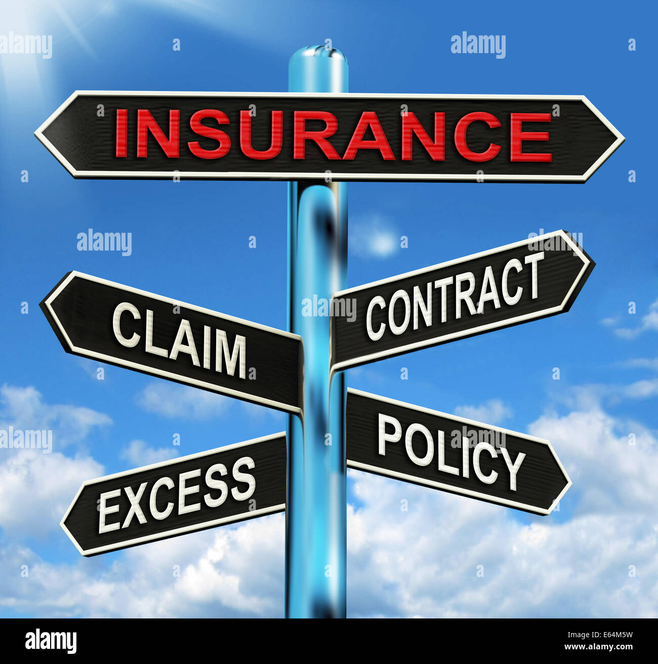 Insurance Signpost Meaning Claim Excess Contract And Policy Stock Photo