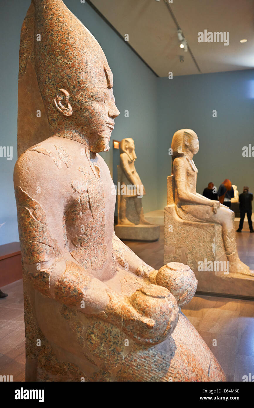 Egyptian Art display in Metropolitan museum. New York, USA. Stock Photo
