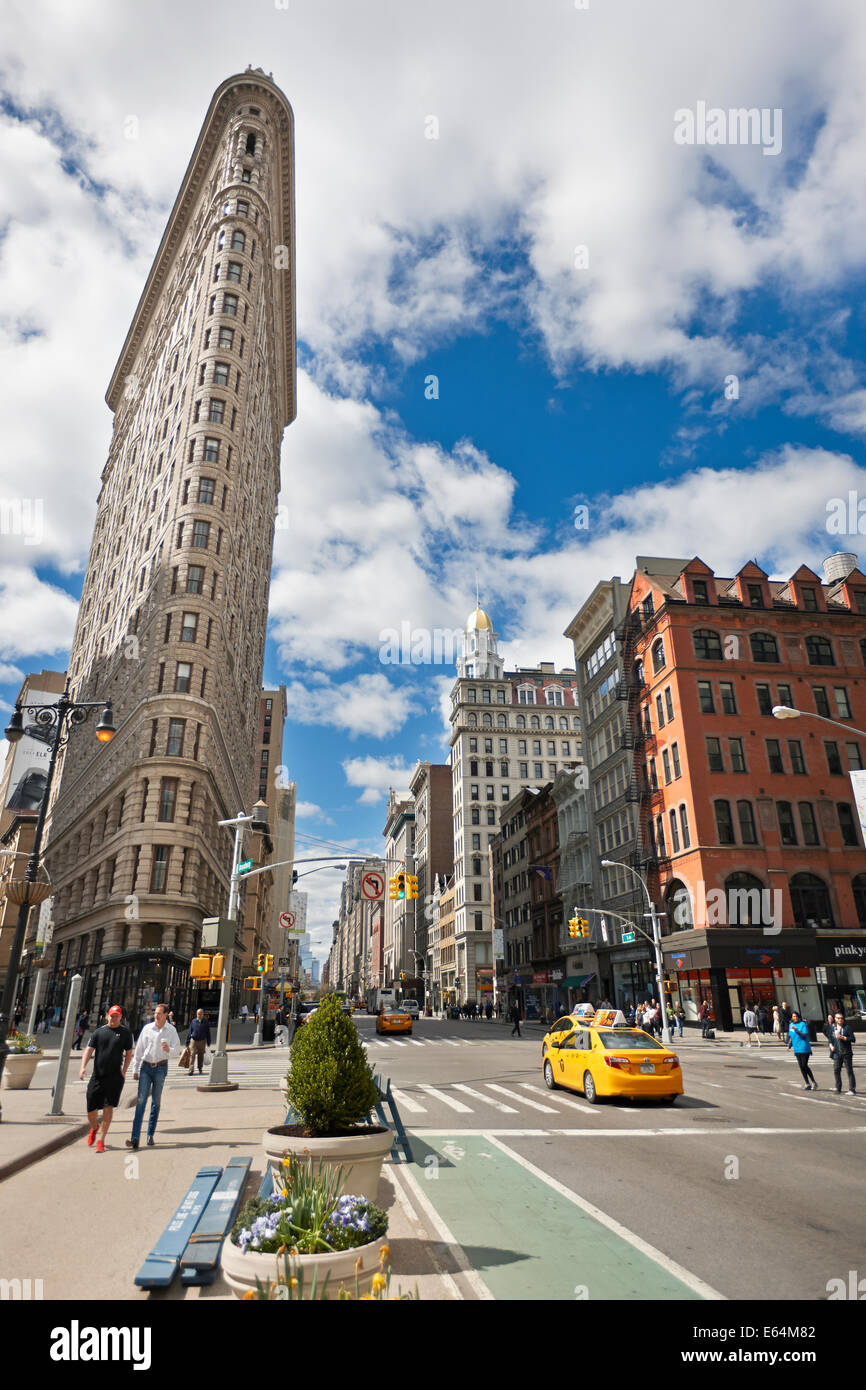Street scene in Flatiron District. Manhattan, New York, USA. Stock Photo
