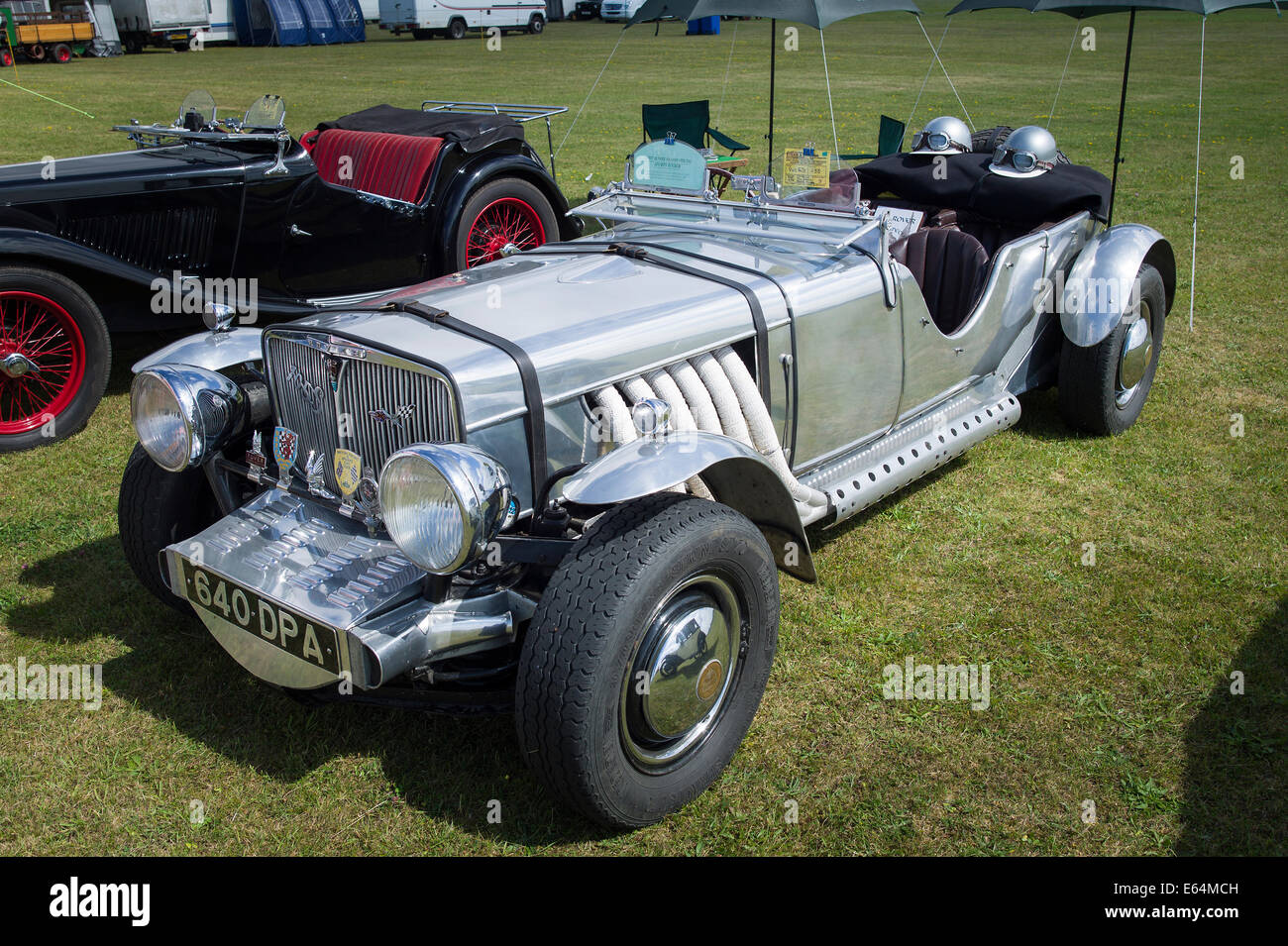 Old 1950s Rover P4 105S sports car at a show Stock Photo