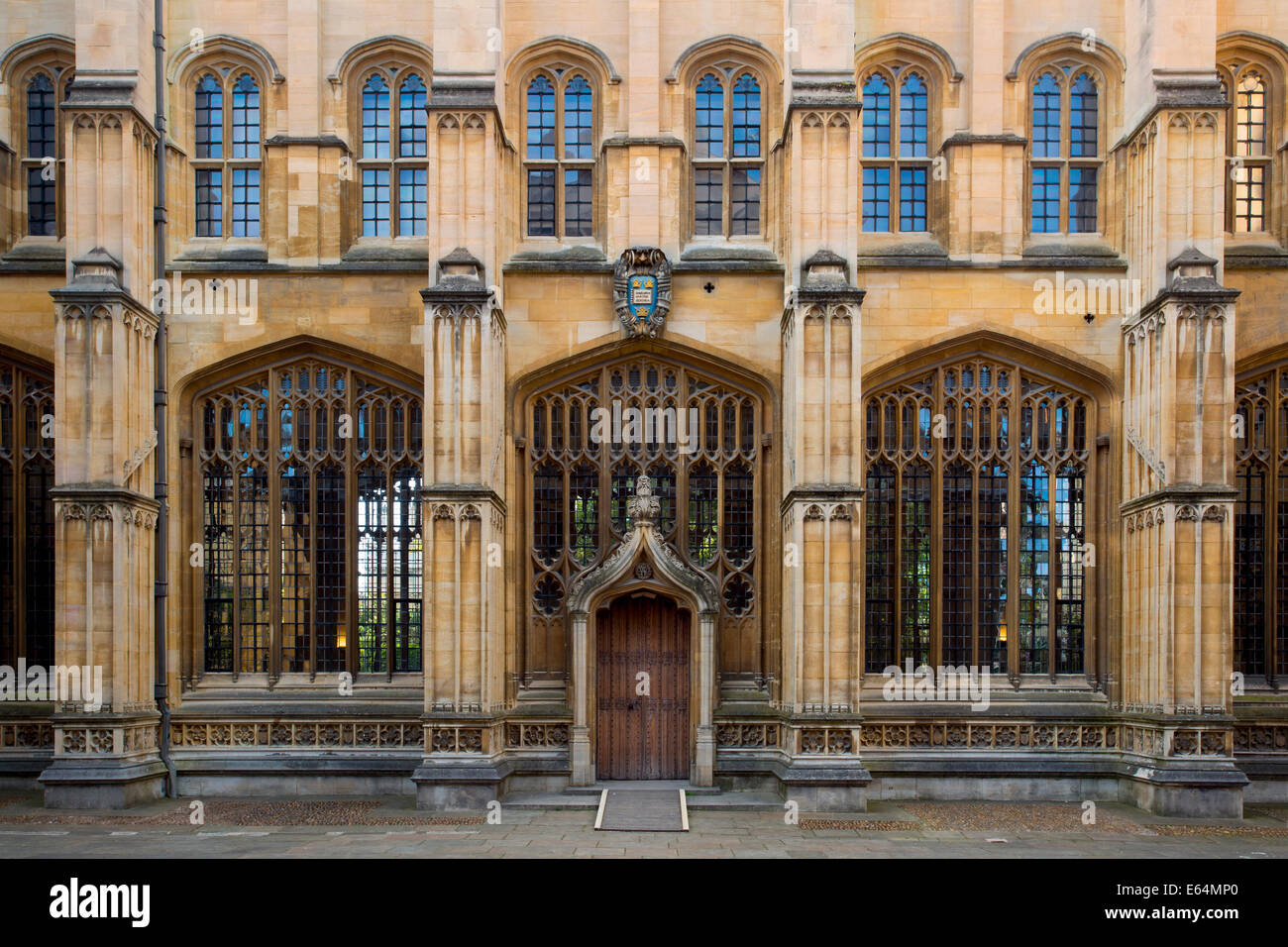 Old doorway into the Divinity School, Oxford University - built 1488, Oxford, Oxfordshire, England Stock Photo