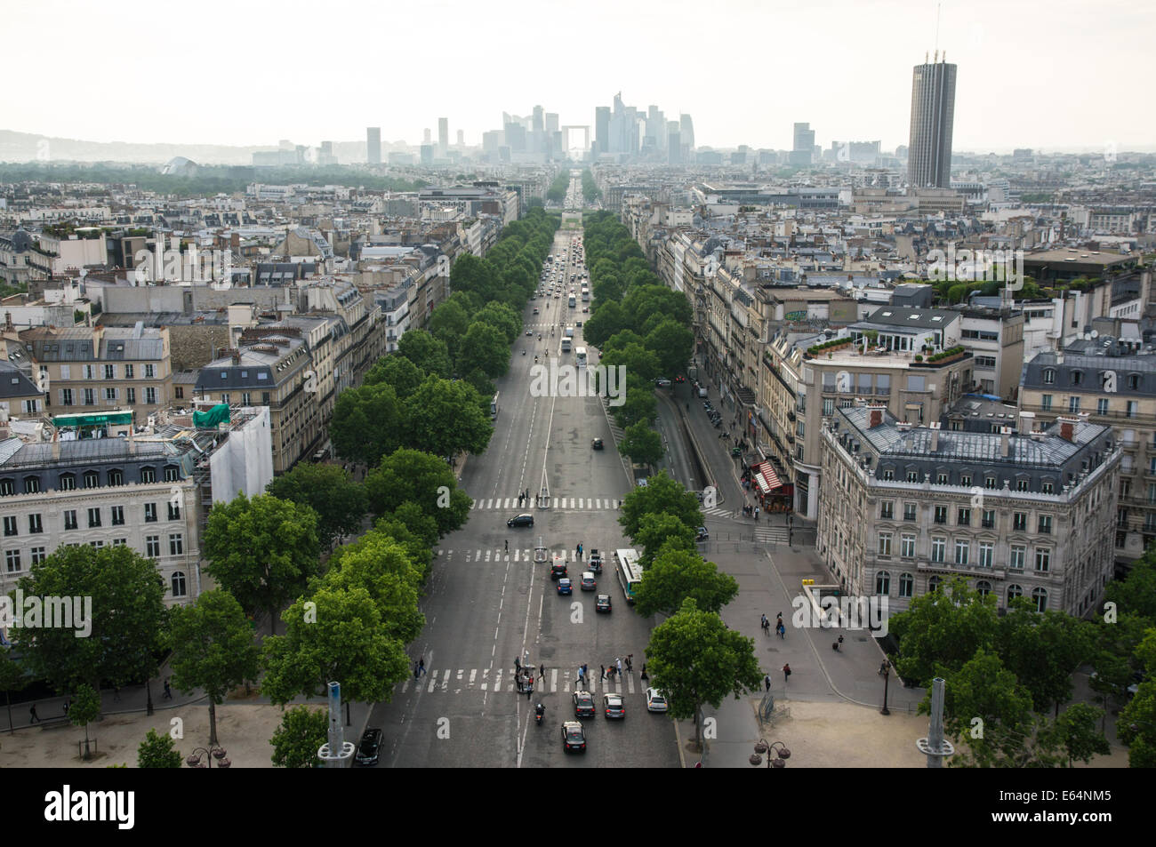 View from Arc de Triomphe at Paris business district La Defense, France Stock Photo