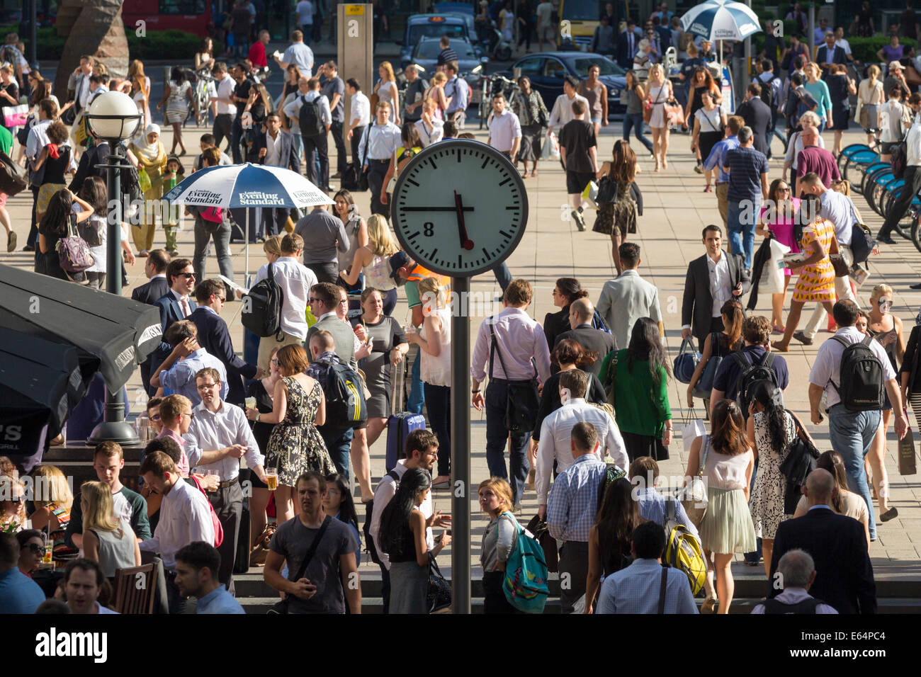 Evening Rush Hour - Canary Wharf - London Stock Photo