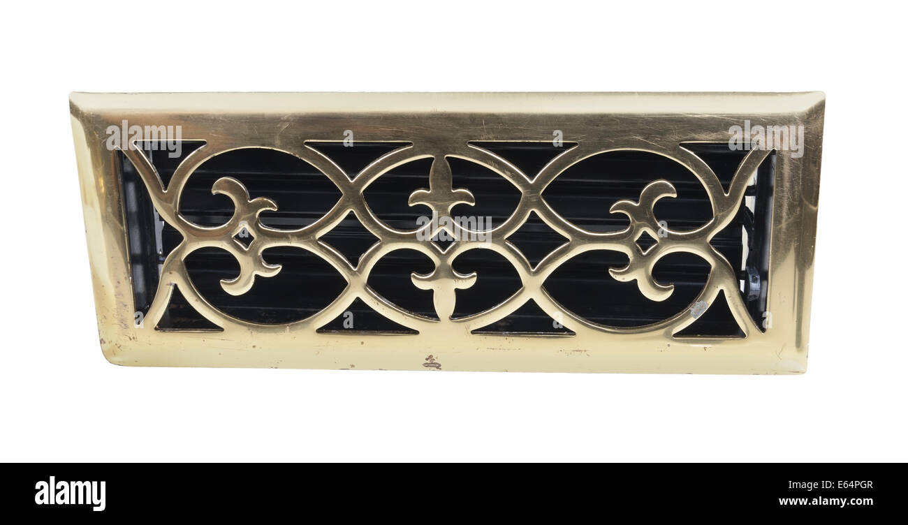 Ornate brass vent used to cover heating ventilation ducts path
