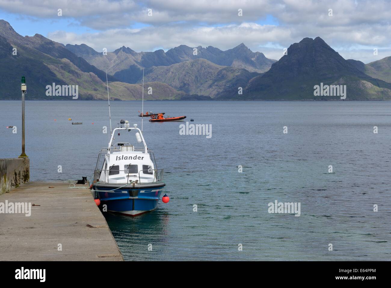 Spectacular view of the Cullin mountains on Skye from Elgol pier in Scotland, UK. Stock Photo