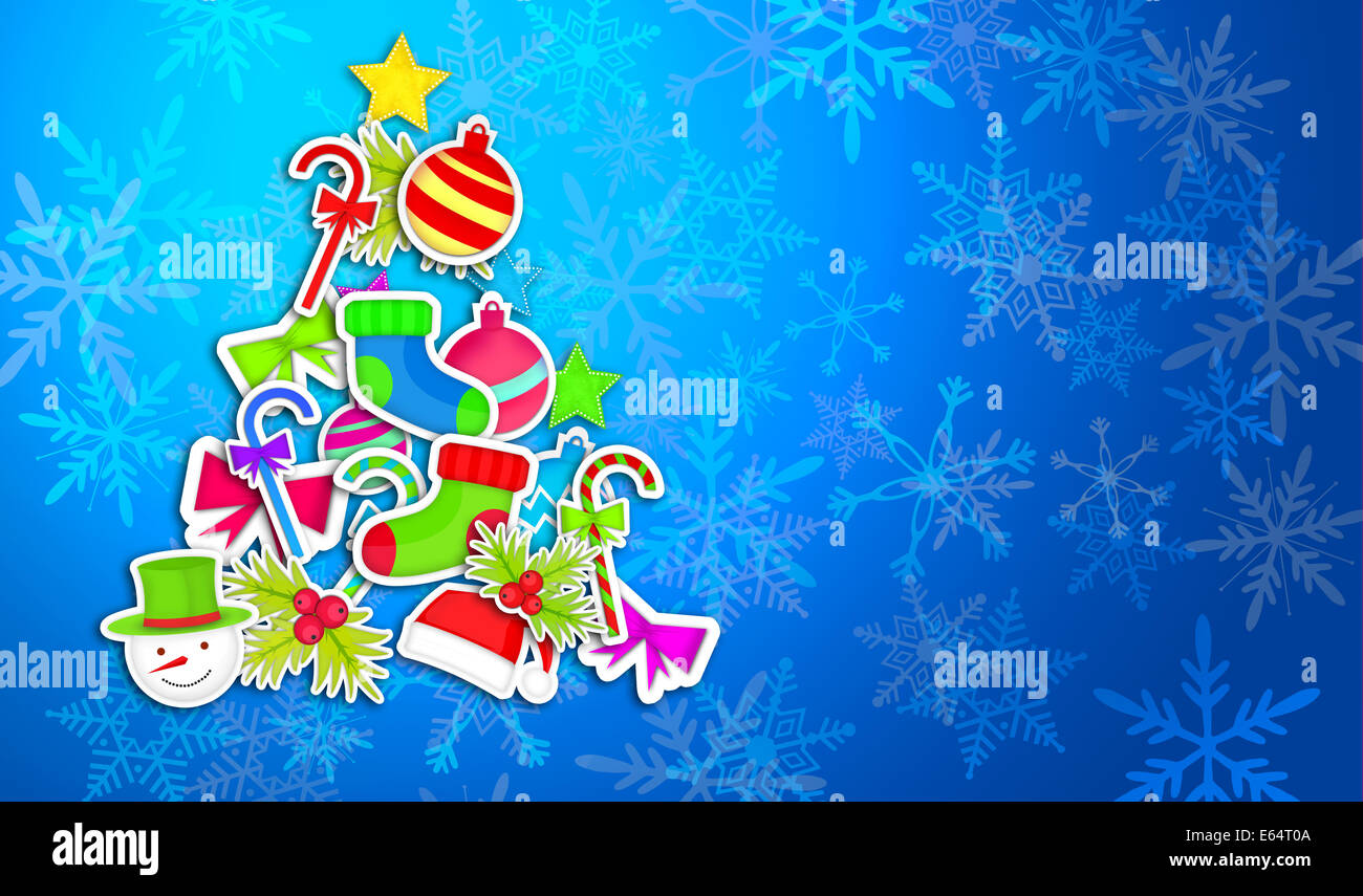 Tree Christmas Made By Ornament Art Paper Blue Background Stock Photo ...
