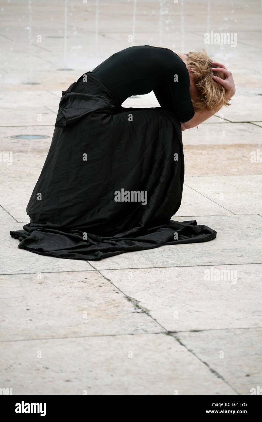Woman in black Stock Photo